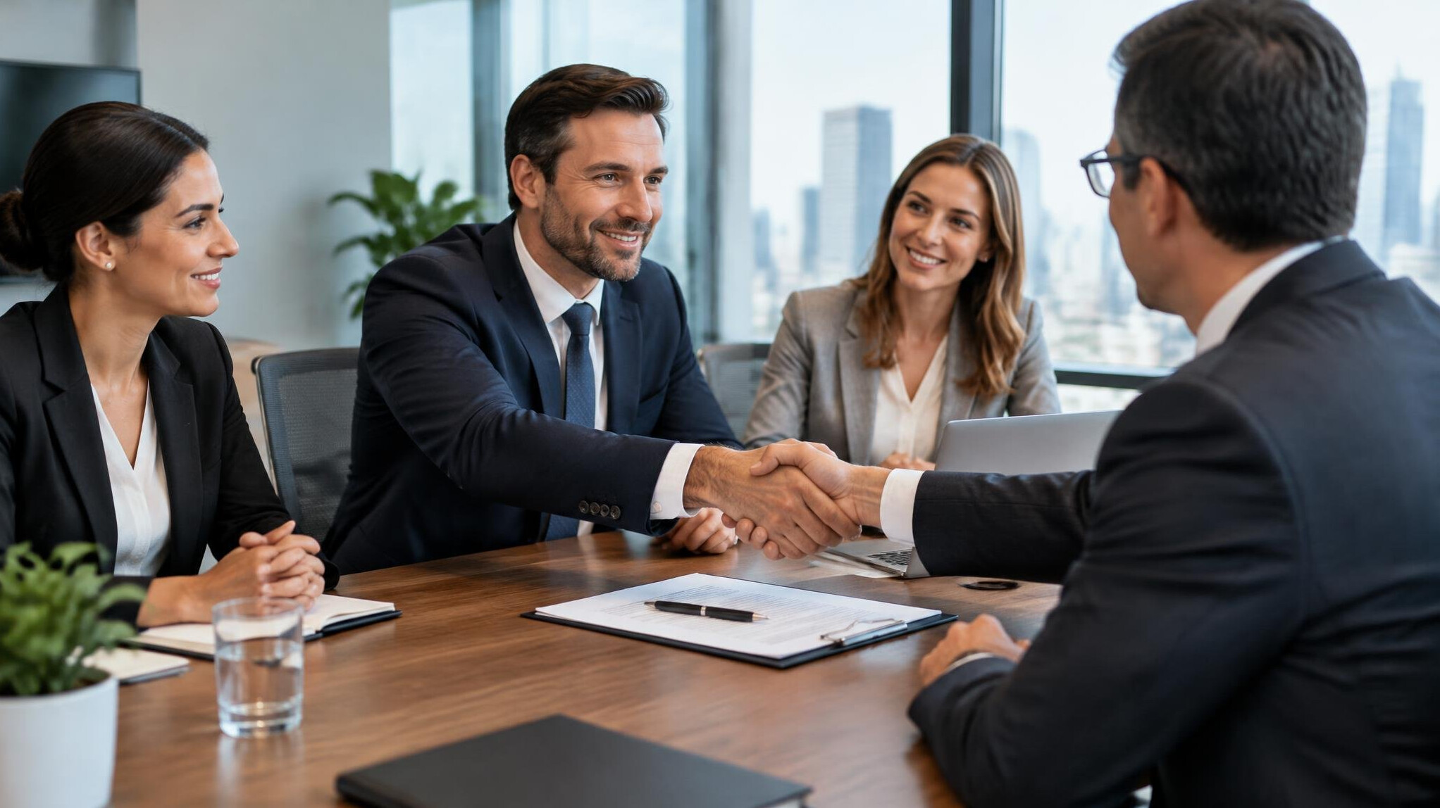 business team negotiating contract