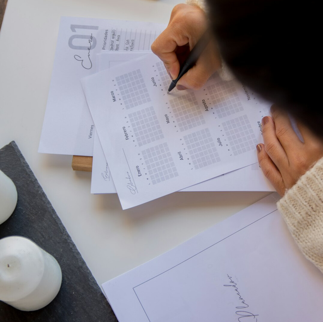 person checking calendar