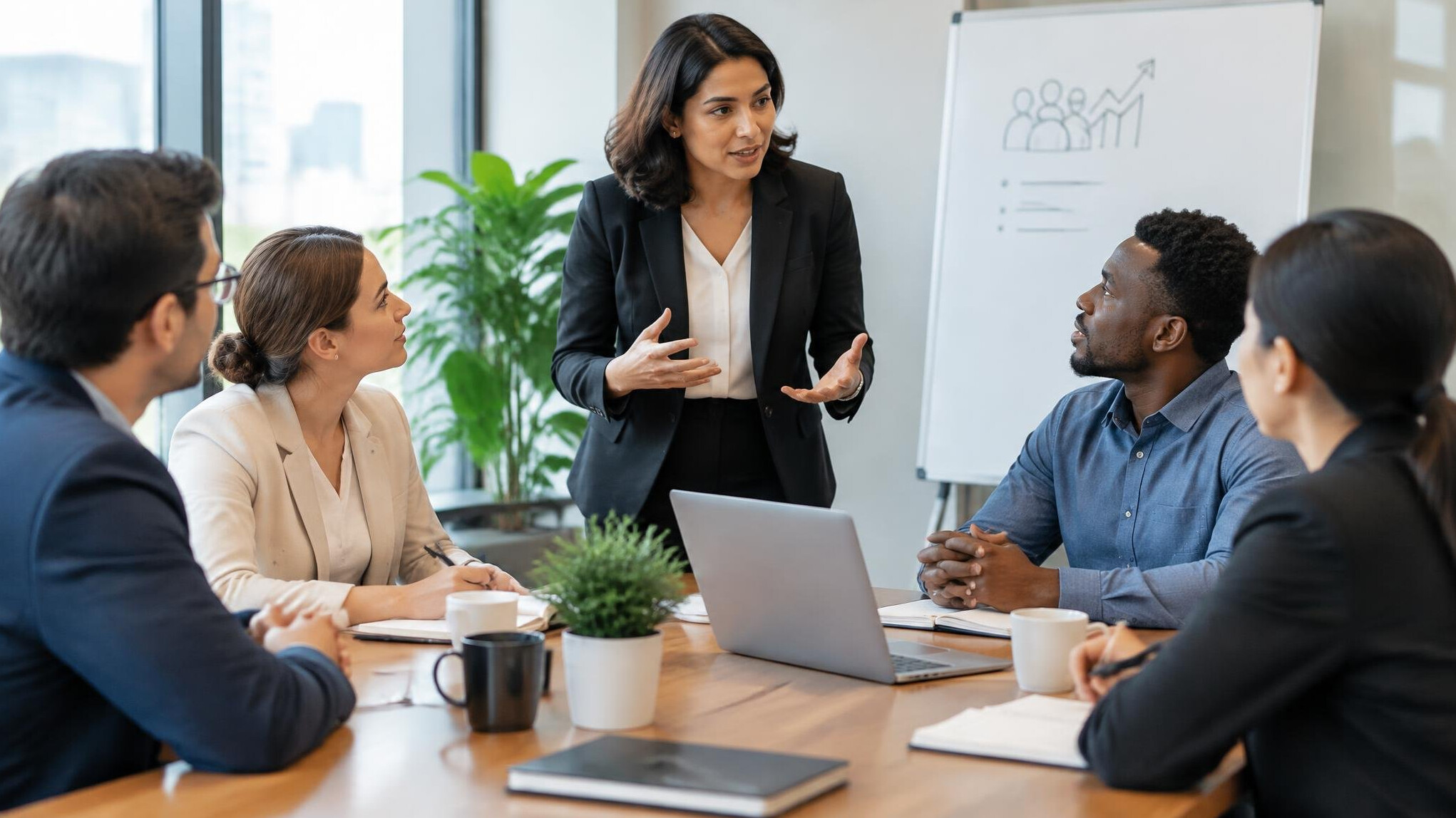 team leader discussing with employees